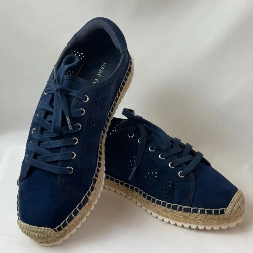 Marc Fisher Blue Baila Vegan Suede Espadrilles